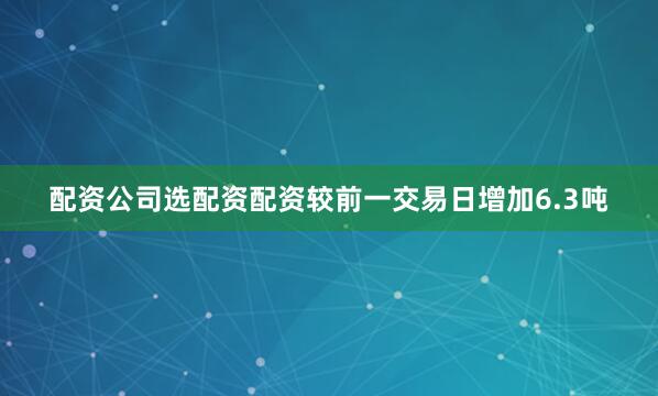 配资公司选配资配资较前一交易日增加6.3吨